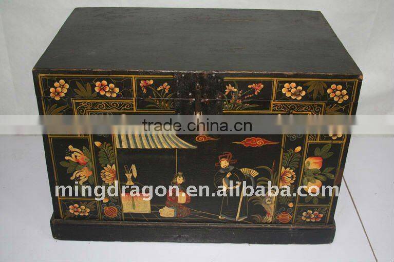 chinese antique painted wooden box/trunk