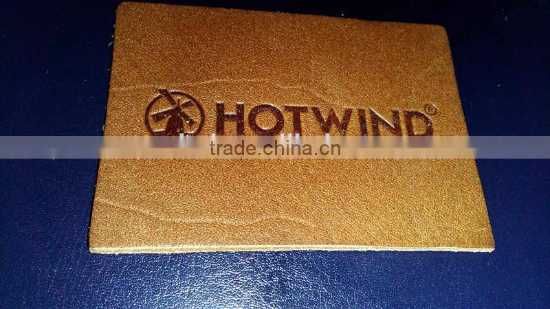 leather patch for garment, debossed printed/genuine leather label