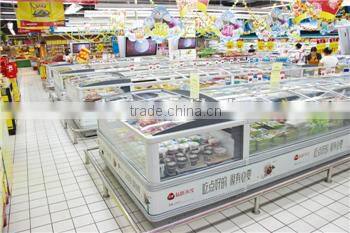 High quality Commercial Display Freezer for Frozen Food Shop, Display Chest Freezer, glass door ice cream freezer