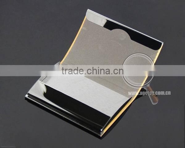 Box Packing Cube Pattern Yellow Gold Leather Flannelette Lining Stainless Steel Metal Novelty Card Holder
