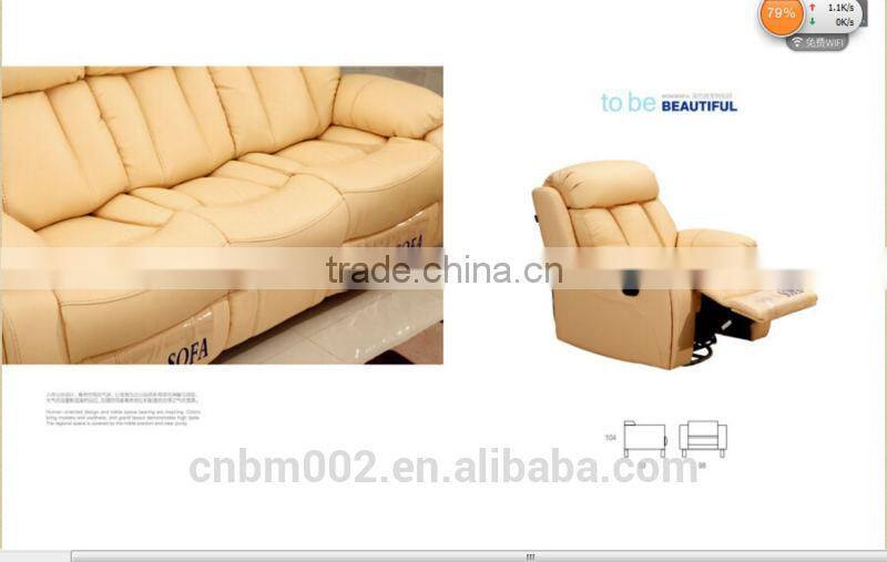 Modern design 3 seater electric recliner chair real leather and PU material