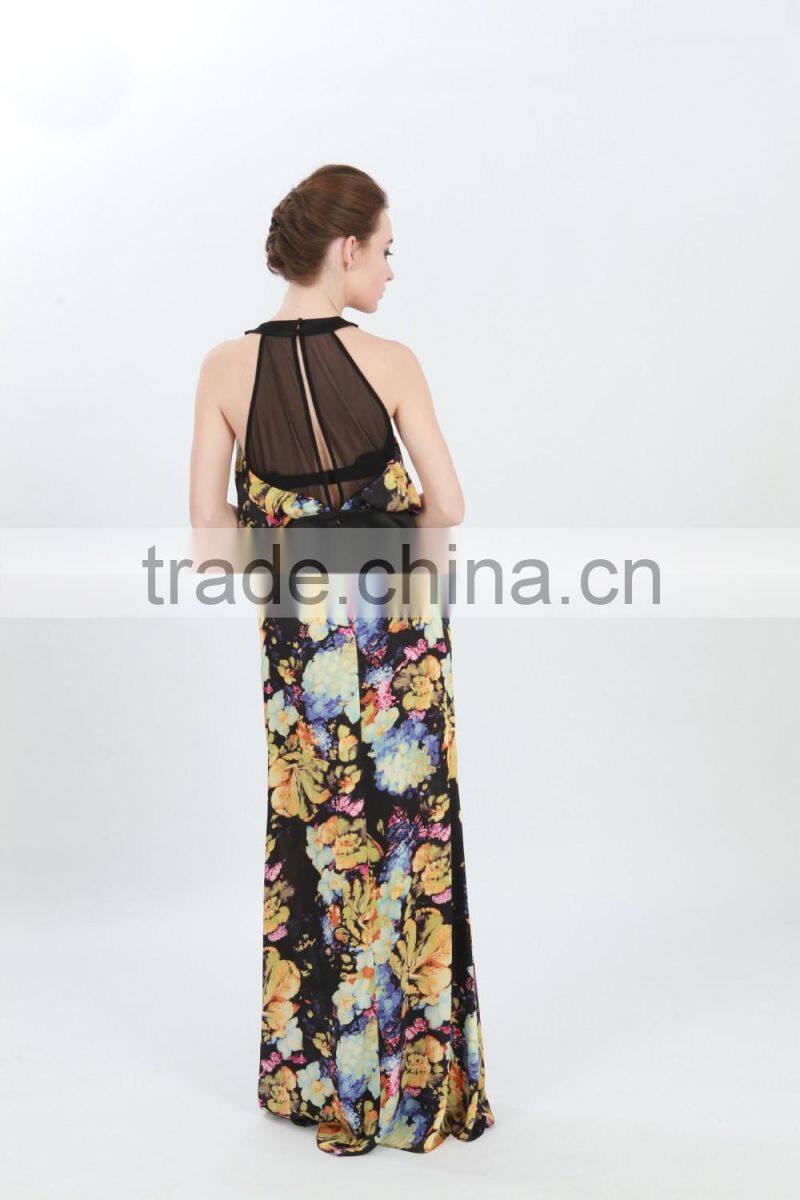 Summer Fashion Sleeveless printed Simple Long Dress