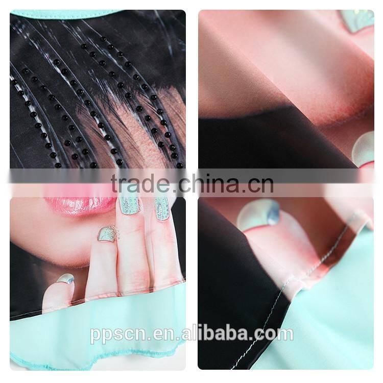 OEM Manufacturer wholesale Breathable sleeveless blue knit + chiffon tank women ladies top