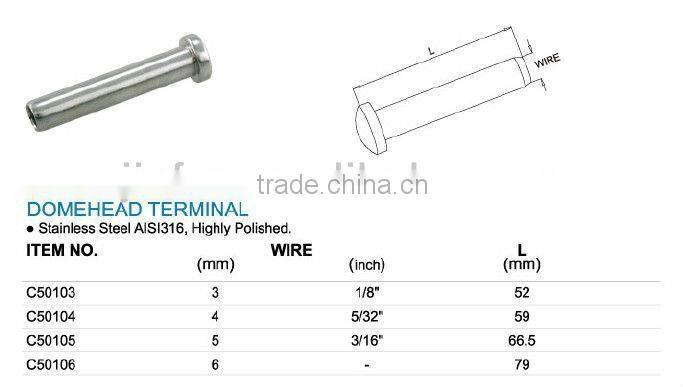 Stainless steel domehead terminal