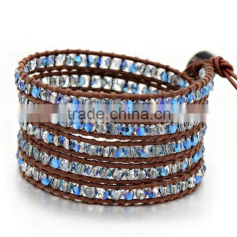 New arrival bohemian leather bracelets,leather beaded wrap bracelet