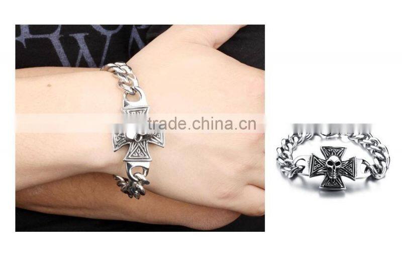new products 2016 men's 316L stainless steel skull wrist bracelet