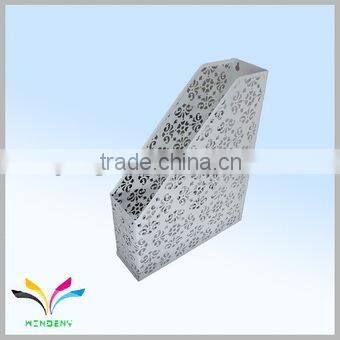 China supplier wholesale high quality office fancy embossing metal desktop magazine holder