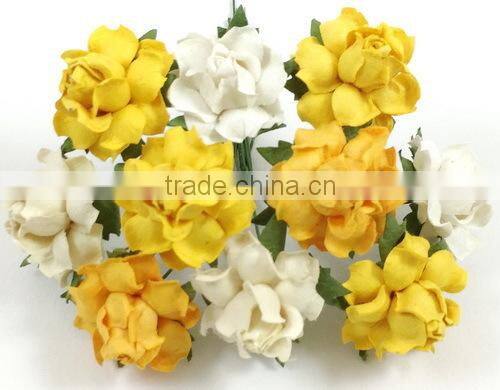 Mixed Yellow, Small Handmade Mulberry Paper Flower, Wedding Party, Scrap-booking Crafts, Wholesale