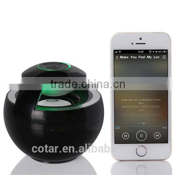 2015 black mini bluetooth speaker with led light cool round shape wireless speaker