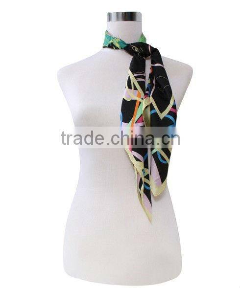 Fashion Printed Silk Square Foulard or Silk Foulard or Silk Scarf
