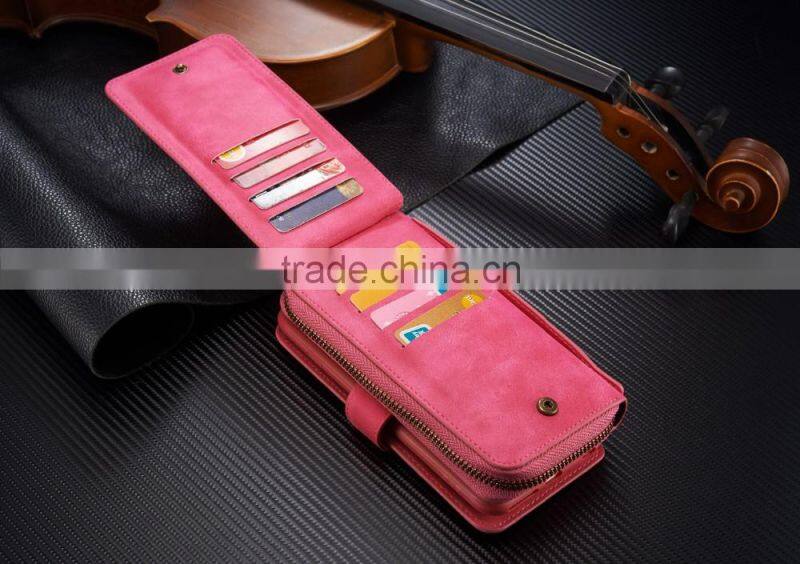 China Manufacturer Wholesale Woven Pattern Pouch Detachable Multifunction Wallet Leather Case for Iphone