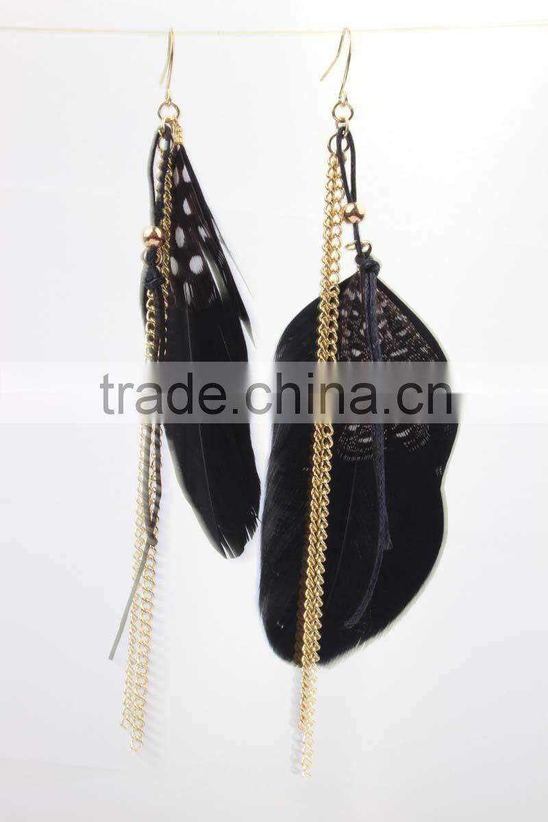 wholesale long feather earring, newest design long feather earrings for girl