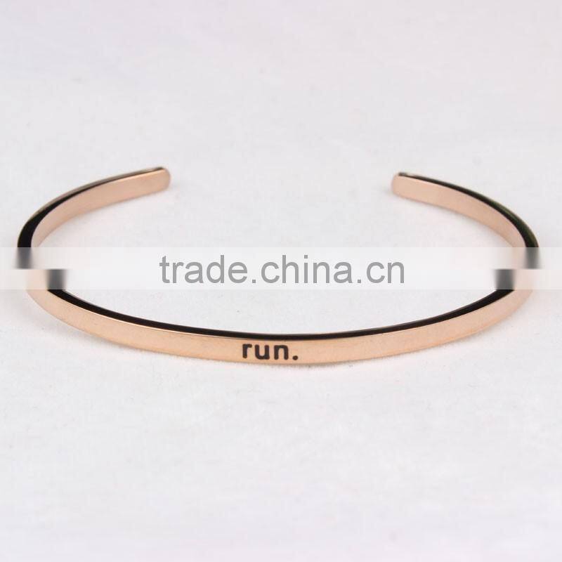 Top Quality stainless steel 3.5mm Width Rose Gold Inspiration Bracelets