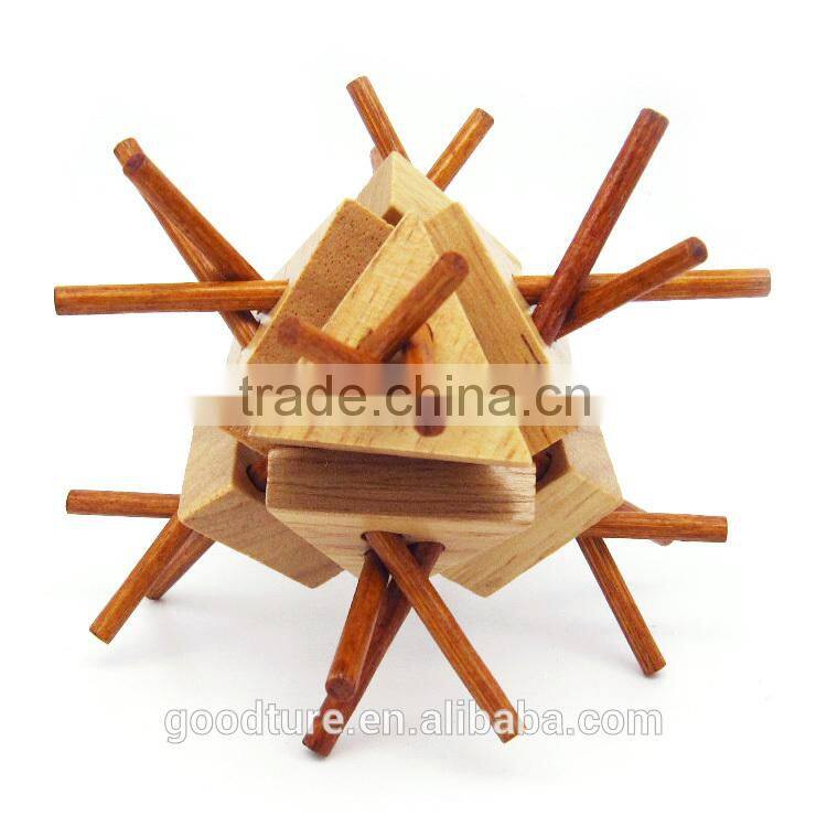2015 Hot Sale Wooden IQ Intelligent Puzzle Magic Puzzle Kongming Lock Brain Teaser Model Number GAD1088