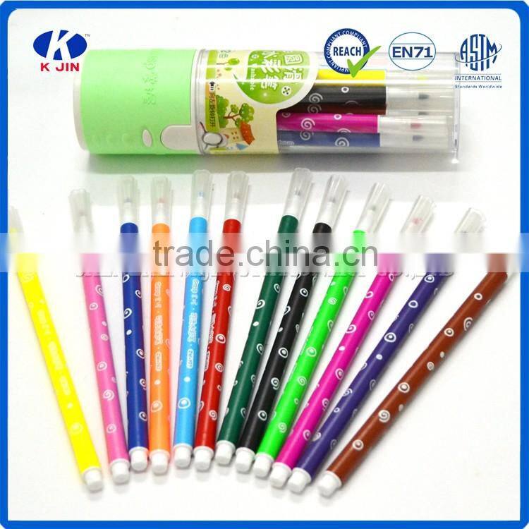 hot sale promotional good quality 12 water color pen set color painting on barrel for school kids