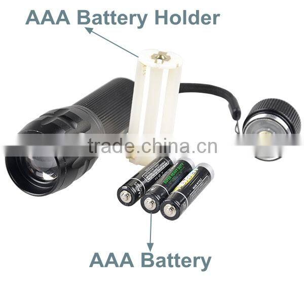 3W XPE Zoomable Ultra Bright Rechargeable Aluminium LED Torch Light Police Flashlight