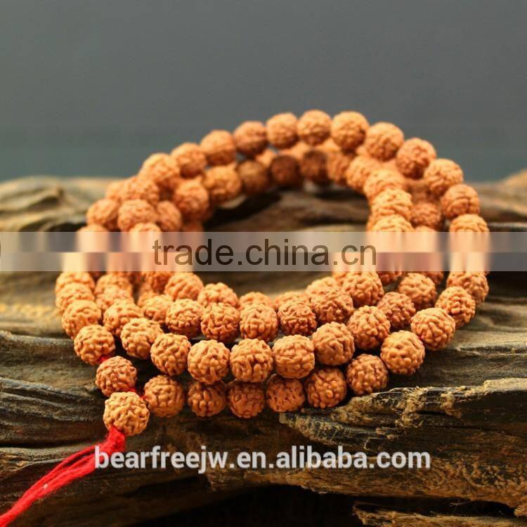 Natural Rudraksha Seeds Buddhist prayer Loose Beads 108 Strand for Jewelry Making DIY