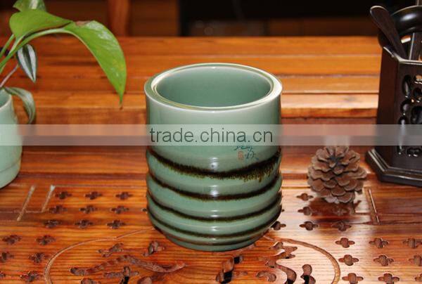 Longquan celadon Hand - plums glazed stippling bamboo pen