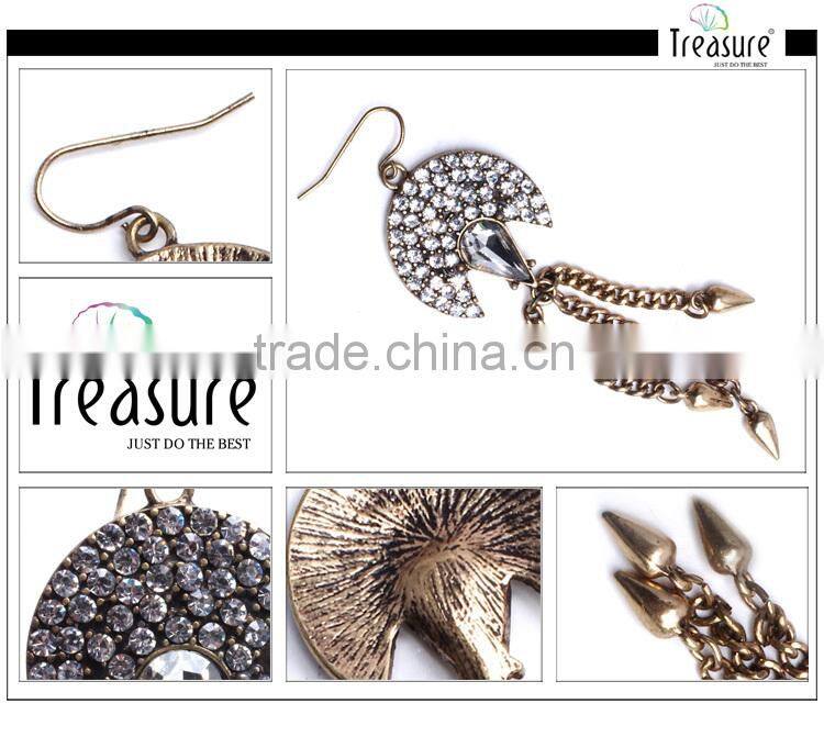 2014 fashion jewelry gun black rhinestone chains tassel dangle earring jewelry 2016