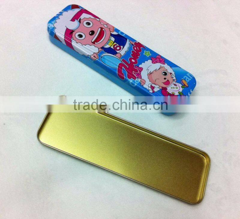 Students Tinplate Two Layers Cartoon Characters Printing Pencil Case