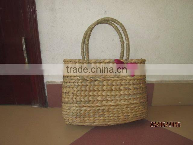 New produts! Eco-friendly water hyacinth handbag with leather handles, fashionable looking, cheap price, from Vietnam