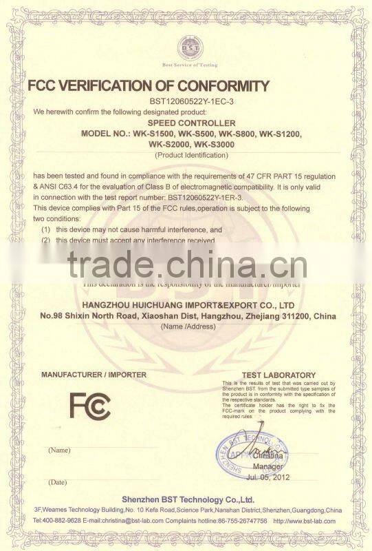 WK-S1500 120v/60hz AC Motor America centrifugal inline fan speed control