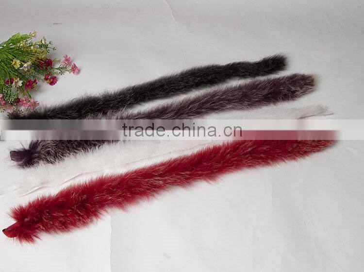 Natural Colored Fox Fur Strips / Blue Fox Trimming For Hoods And Collars