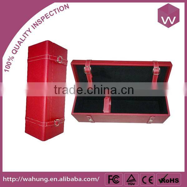 Top Quality Leather Wine Gift Box Custom /Black PU Wine Bottle Box For Sale