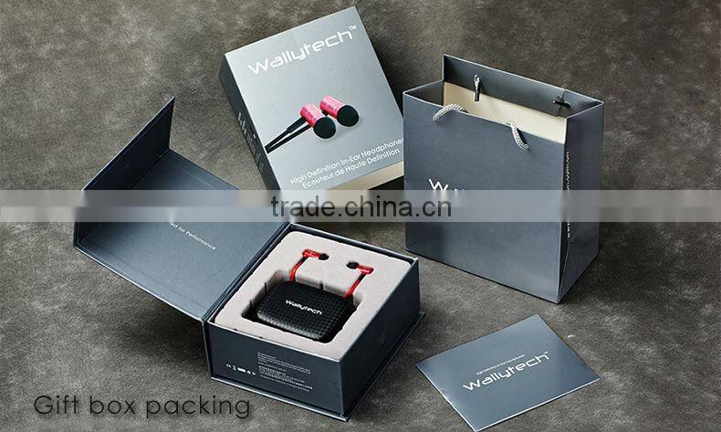 WHF-110 Flat Cable In-Ear Metal Earphones with Microphone and ON/OFF Remote for gift