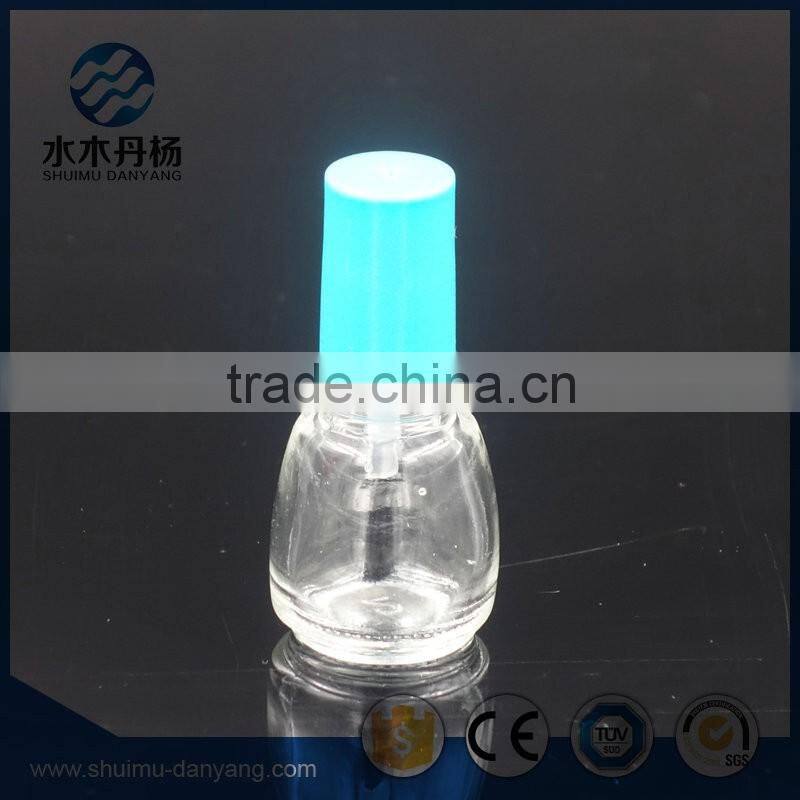 Hot selling 6ml round glass nail polish bottle with colorful cap and brush