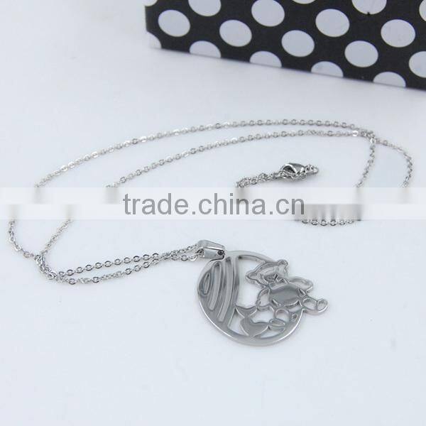 Various image laser cut on stainless steel pendant jewelry
