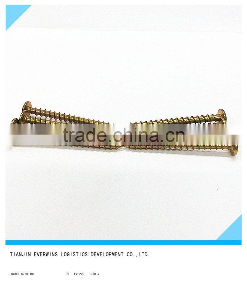 Flat head Brass plated screws Coarse thread Self tapping screws