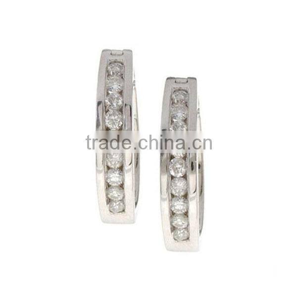 Hot quality 316l stainless steel huggie earrings blue zircon stone earrings jewellery