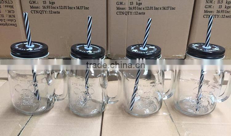 Glass juice bottle with fruit decal /glass jar for juice