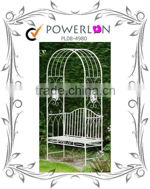 Popular elegant white High Quality Design Wrough Iron Arch For Backyard