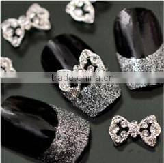 2016 New Arrival most popular 3d nail art bowknot, fancy alloy matellic bow tie nail art accessories