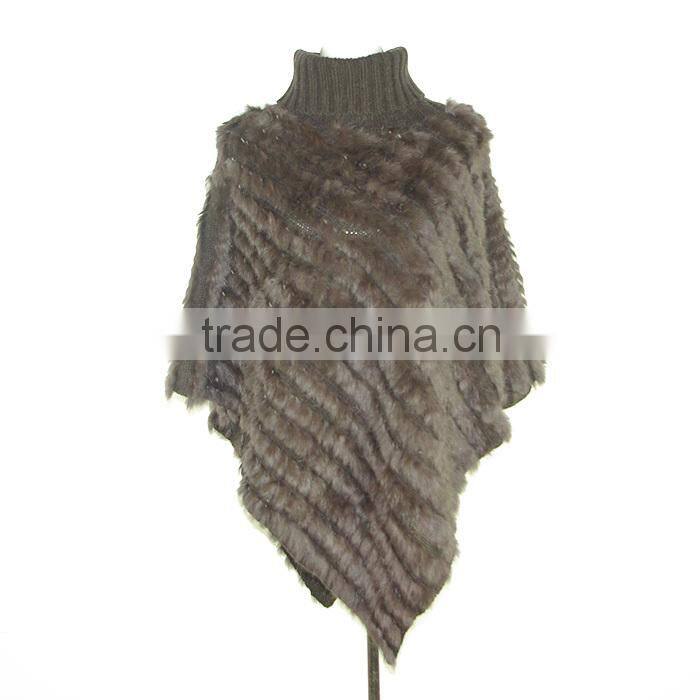 Rabbit fur cape knitted triangle fur cape,KZ14087