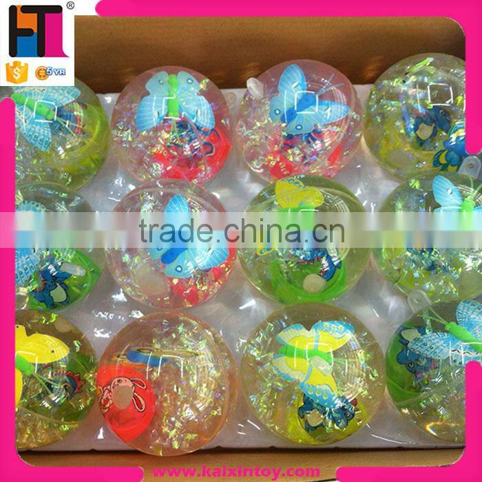 6.5cm custom printed rubber boucing ball with led flashing light