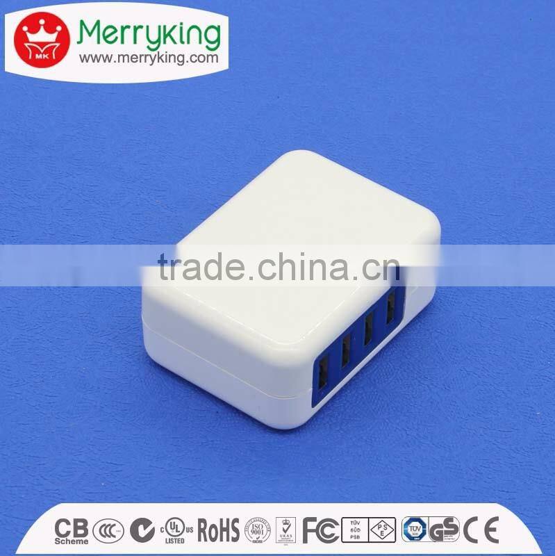 US AU EU UK plug four port usb wall plug charger for cellphone