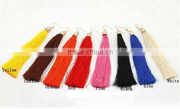 Violet polyester tassel earring,2013 hot dangle earring,Fashion jewelry