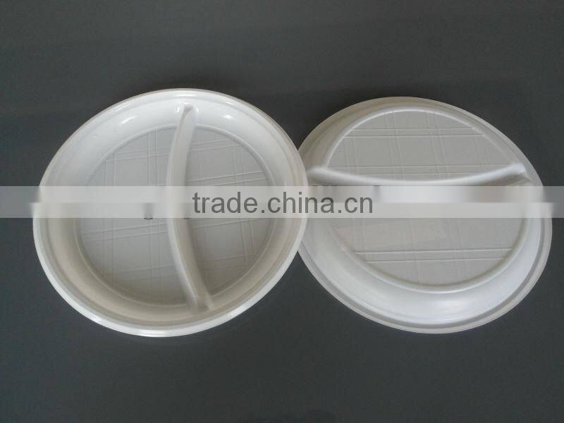 9 inch two compartments Disposable Plastic Plate For Food