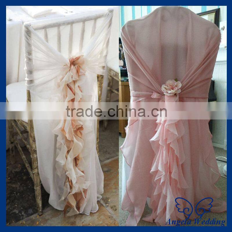 SH003B Wholesale cheap elegant fancy wedding tiffany blue chiffon chair sash with buckle