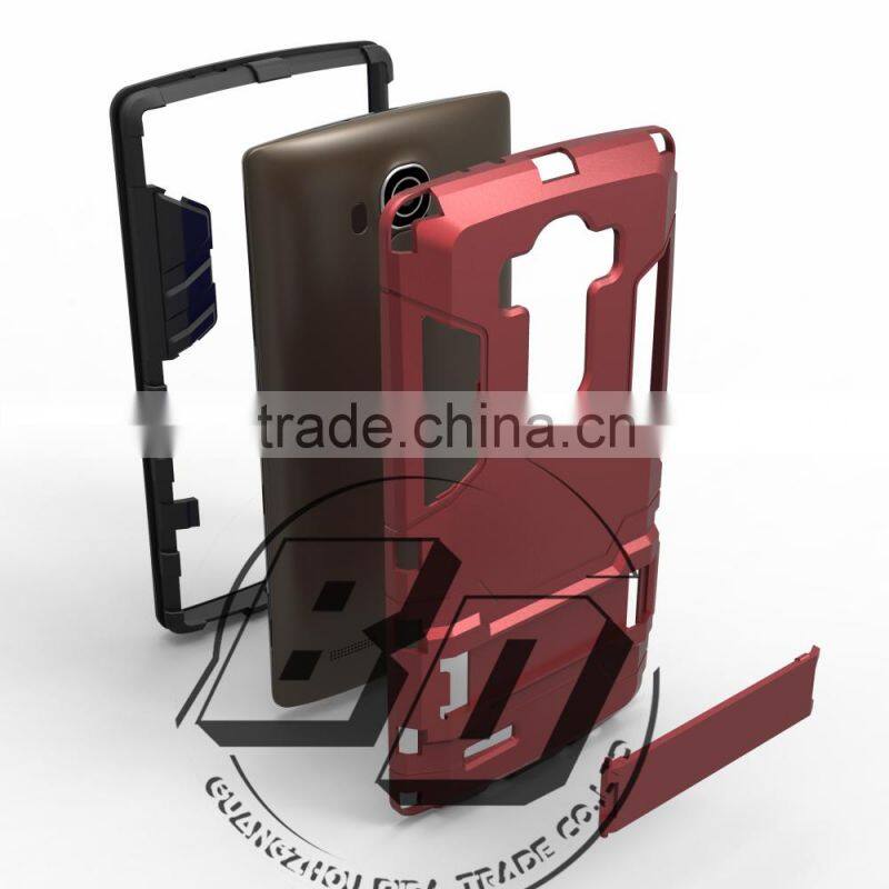 Popular armor rugged kickstand Shockproof Steel Small Kickstand Case TPU+PC 2 in 1 case For LG G4 Hard case lowest price