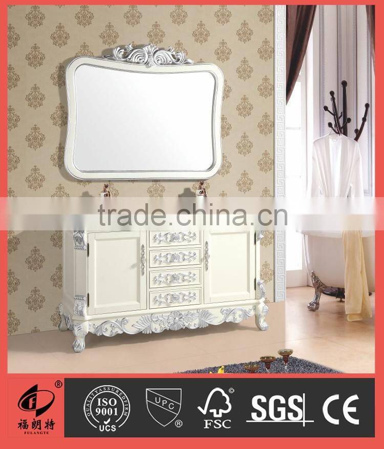 European style Solid Wood Bathroom Cabinet With Marble Countertop S2223