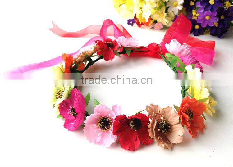 Colorful Flower Head Garland Small Cute Flower 100% Handmade Hawaii Head wreath