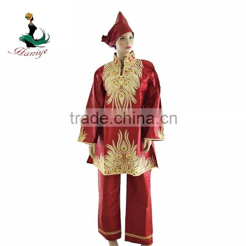 2016 Haniye African woman Bazin traditional embroidered cotton dress riche woman of African Design