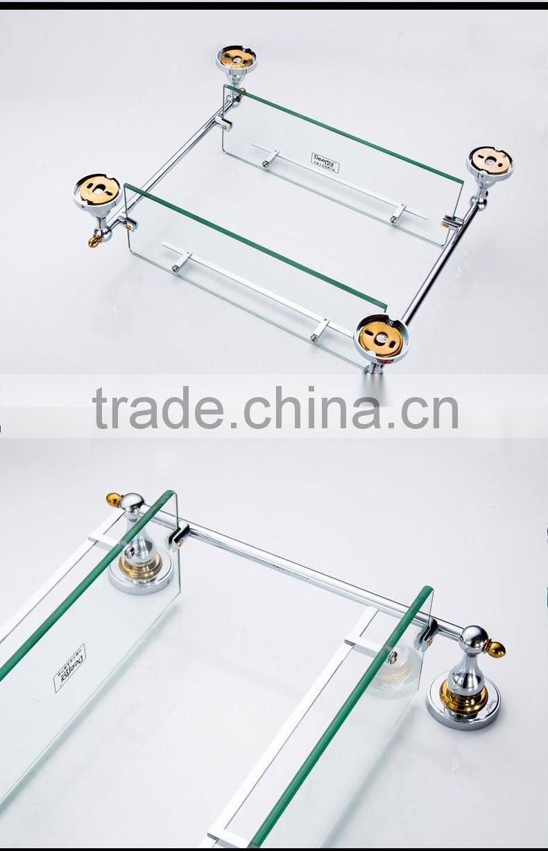 80900 bathroom shelf towels for bathroom Double glass shelf hotel use toilet accessories