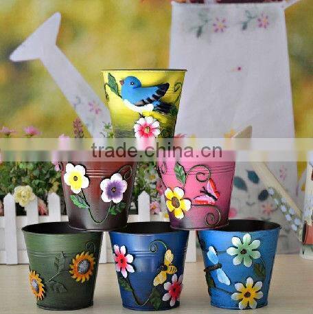 antique garden metal flower pots