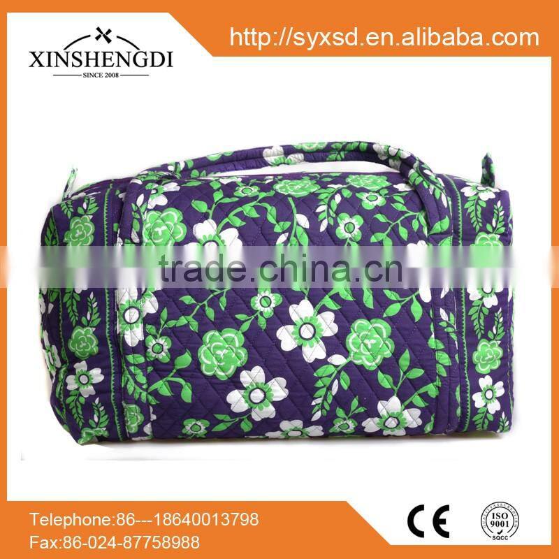 2016 hot trendy folding girl small quilted cotton foldable beach bag