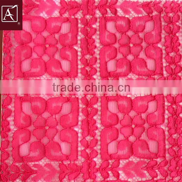 2016 Rose-carmine lace fabric designs for women dress